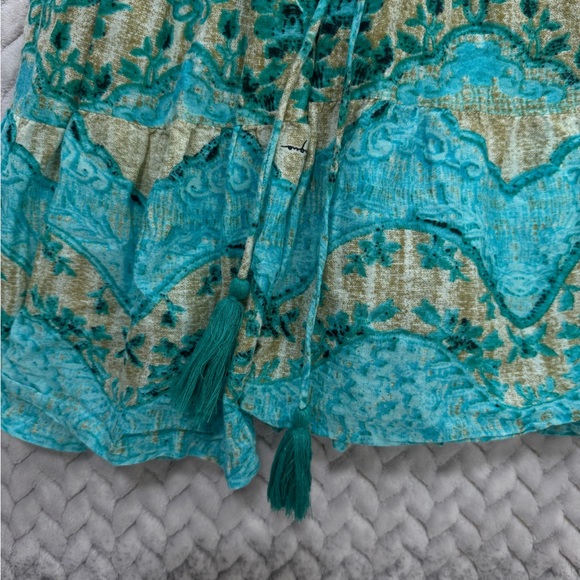 Antica Sartoria Boho Dress Aqua Green OS Bell Sleeve Beach Resort Travel - Picture 6 of 14